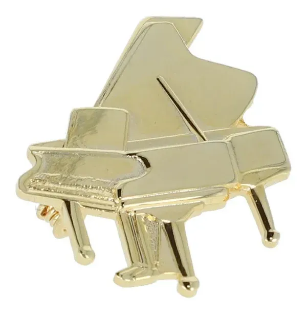 Brosche Piano Klavier Flügel goldfarben Anstecker Nadel