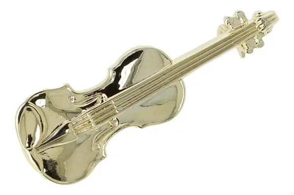 Brosche Violine Geige Cello goldfarben Anstecker Nadel