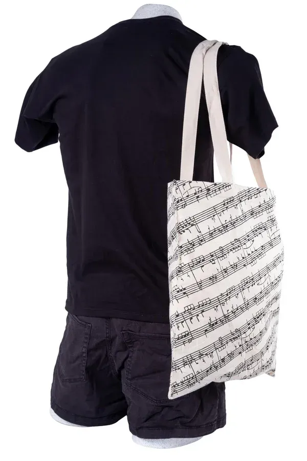 Baumwolltasche Noten mit langen Henkeln