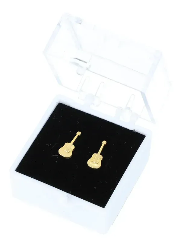 Ohrstecker Gitarre goldfarben in Box