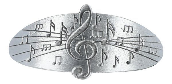 Haarspange mit Noten und Violinschlüssel 9 x 3,5 cm