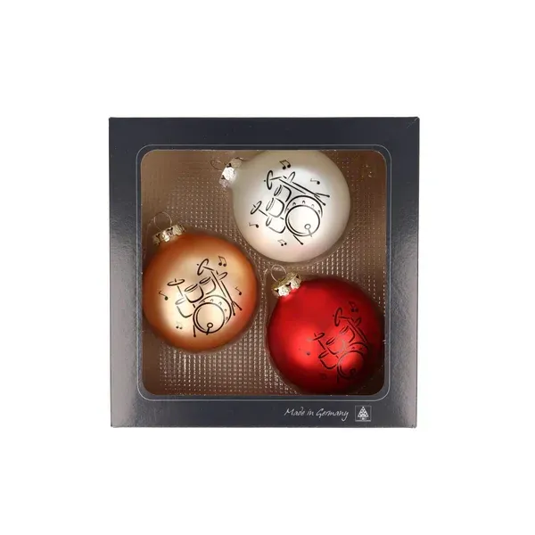 3 Stück Kugel Weihnachtskugel Christbaumkugel Baumkugel Drum Schlagzeug bunt