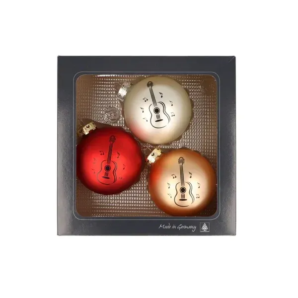 3 Stück Kugel Weihnachtskugel Christbaumkugel Baumkugel Gitarre bunt