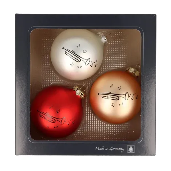3 Stück Kugel Weihnachtskugel Christbaumkugel Baumkugel Trompete