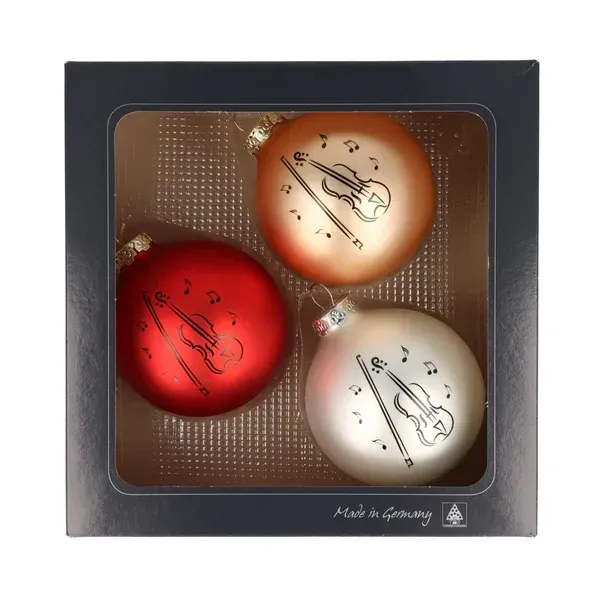 3 Stück Kugel Weihnachtskugel Christbaumkugel Baumkugel Violine Geige Cello Bratsche bunt