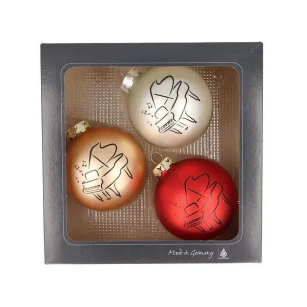 3 Stück Kugel Weihnachtskugel Christbaumkugel Baumkugel Piano bunt