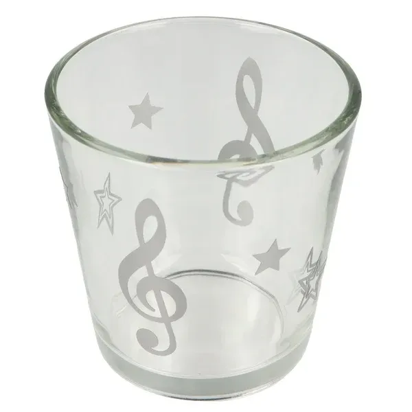 Glas Windlicht mit Sternen in silber