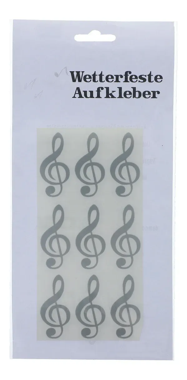 9 x wasserfeste Aufkleber silber Violinschlüssel