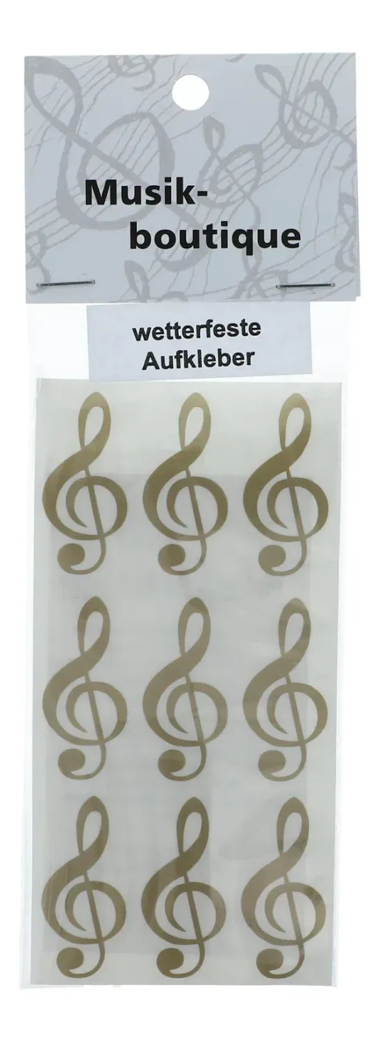 9 x wasserfeste Aufkleber gold Violinschlüssel