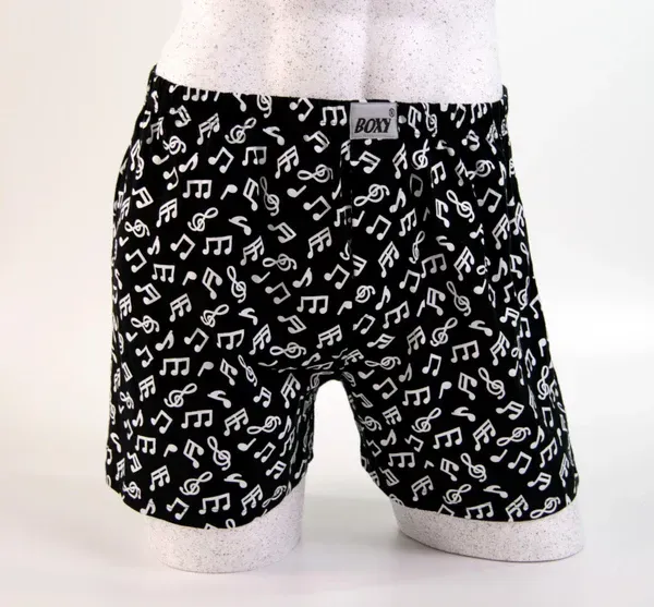 schwarze Boxershorts mit weißen Noten - Größe M
