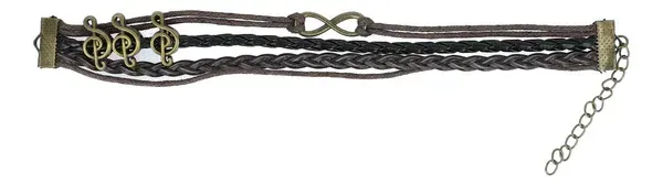 Armband Violinschlüssel geflochten  schwarz PU