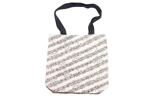 Baumwolltasche Noten mit schwarzen Henkeln