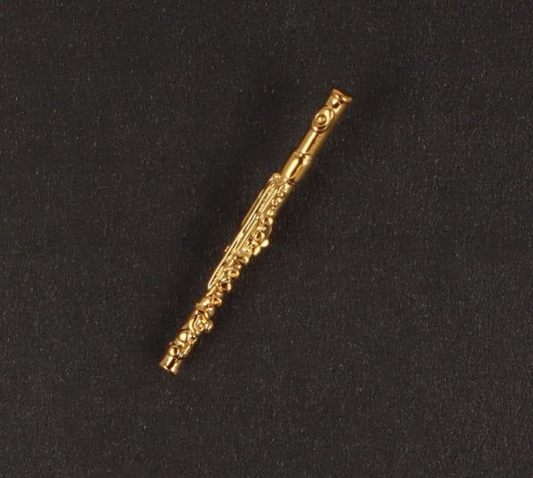 Pin Querflöte goldfarben 2,5  dreidimensional