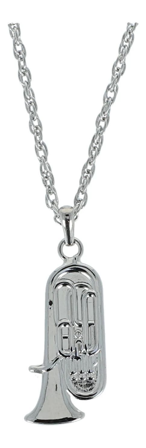 Kette mit Tuba silberfarben bass