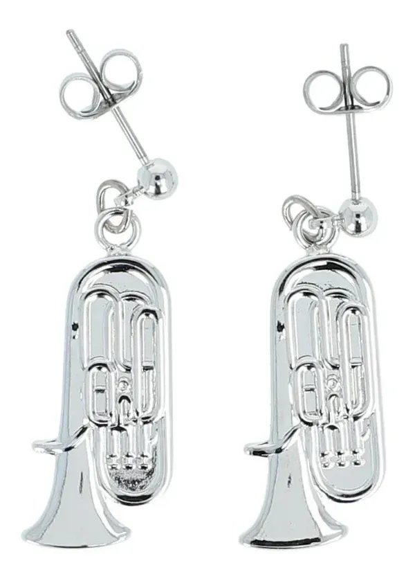 Ohrstecker Tuba Bass silberfarben