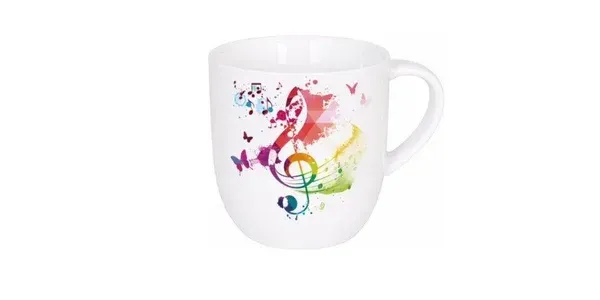 Porzellanbecher "On Colour Music" bunter Violinschlüssel