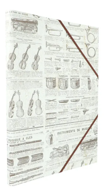 Sammelmappe VINTAGE mit Instrumenten und Text für DIN A4 Sammelmappe VINTAGE mit Instrumenten und Text für DIN A4
