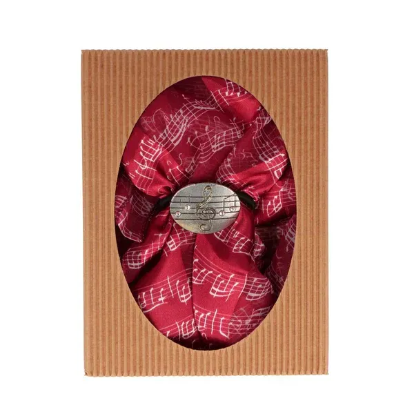 Geschenkset Schal Chiffon mit Noten in bordeaux + Tuchhalter