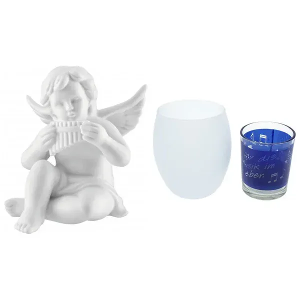 Geschenkset Engel mit Panflöte + Teelicht