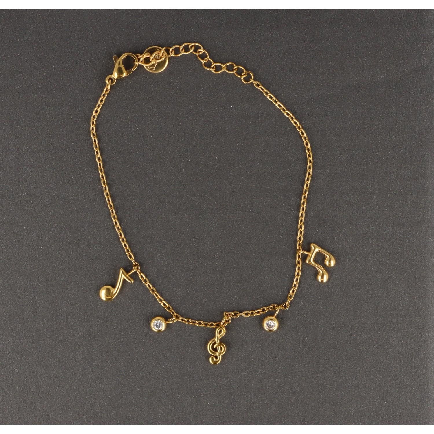 Armband aus Edelstahl mit Noten und Violinschlüssel-Anhängern 19 cm