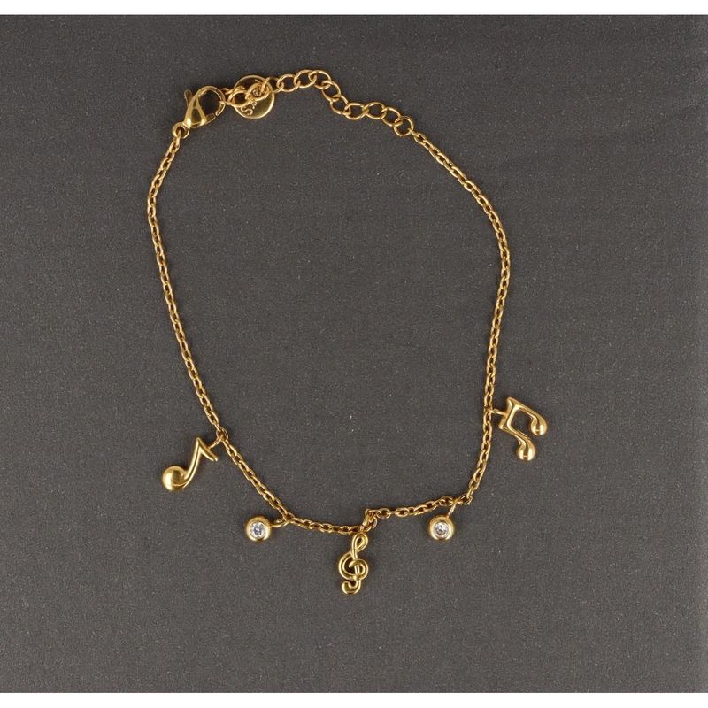 Armband aus Edelstahl mit Noten und Violinschlüssel-Anhängern 19 cm