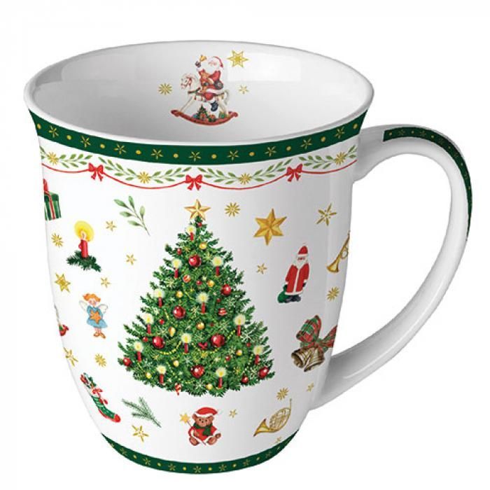 Tasse Weihnachten Christmas evergreen white