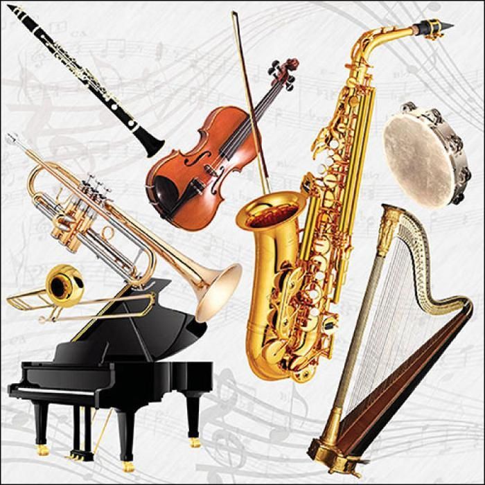 Servietten Instrumente Harfe Harp etc.