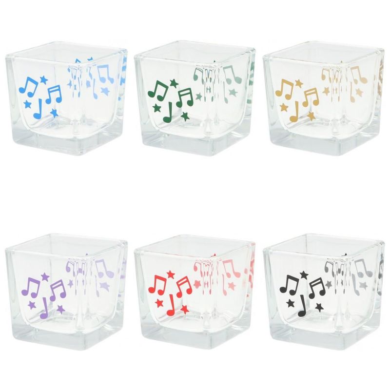 1 Stück Teelicht Glas 6 x 6 x 6 cm eckig mit Noten 1 Stück Teelicht Glas 6 x 6 x 6 cm eckig mit Noten