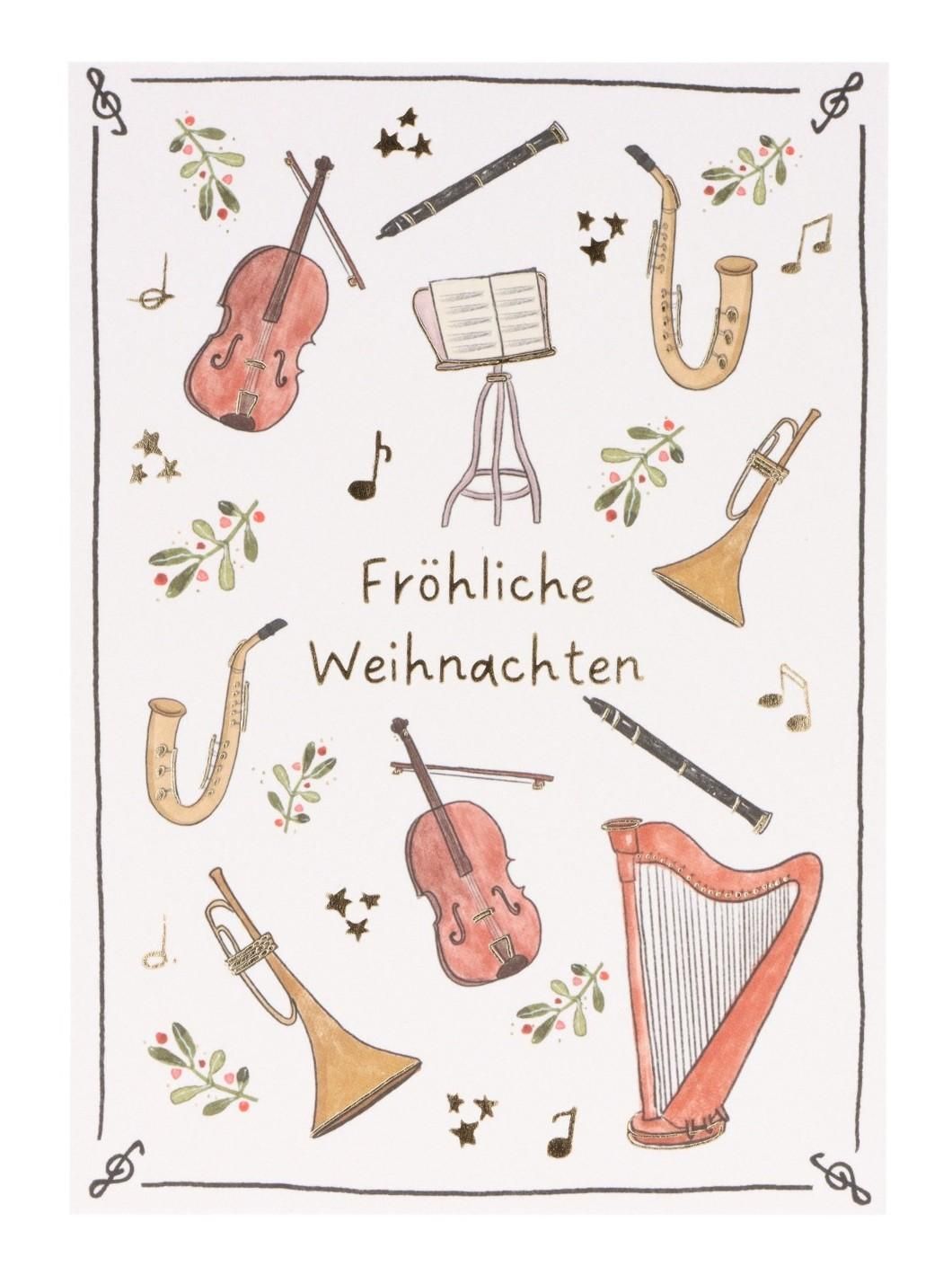 Postkarte Karte Weihnachten Instrumente