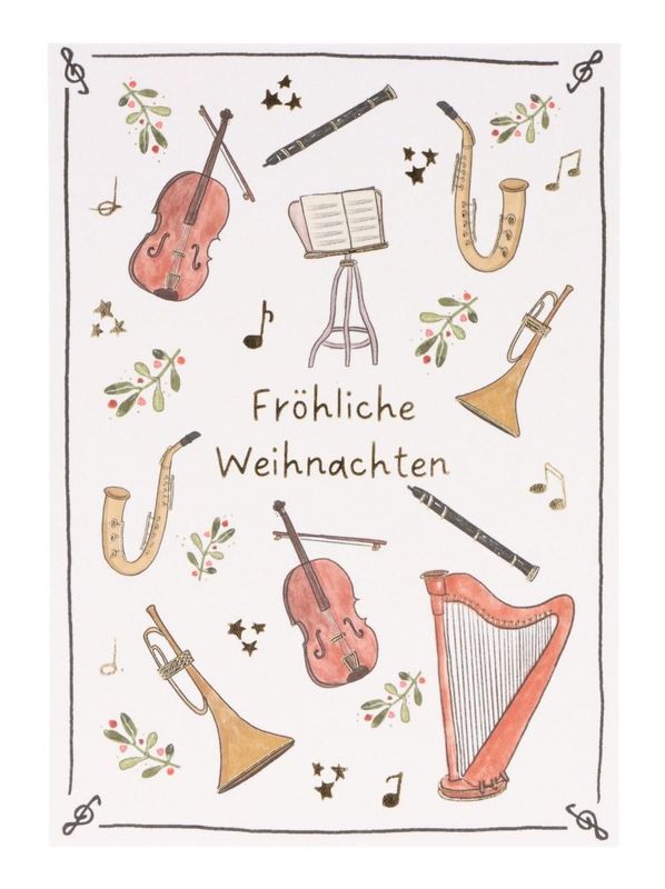 Postkarte Karte Weihnachten Instrumente