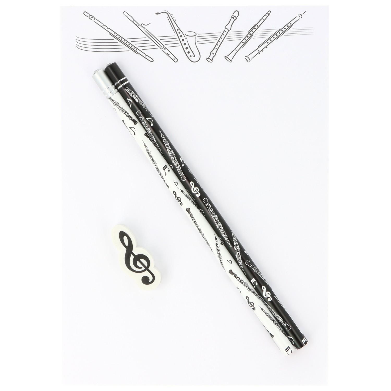 Schreibset mit 2 Bleistift und Radierer Oboe