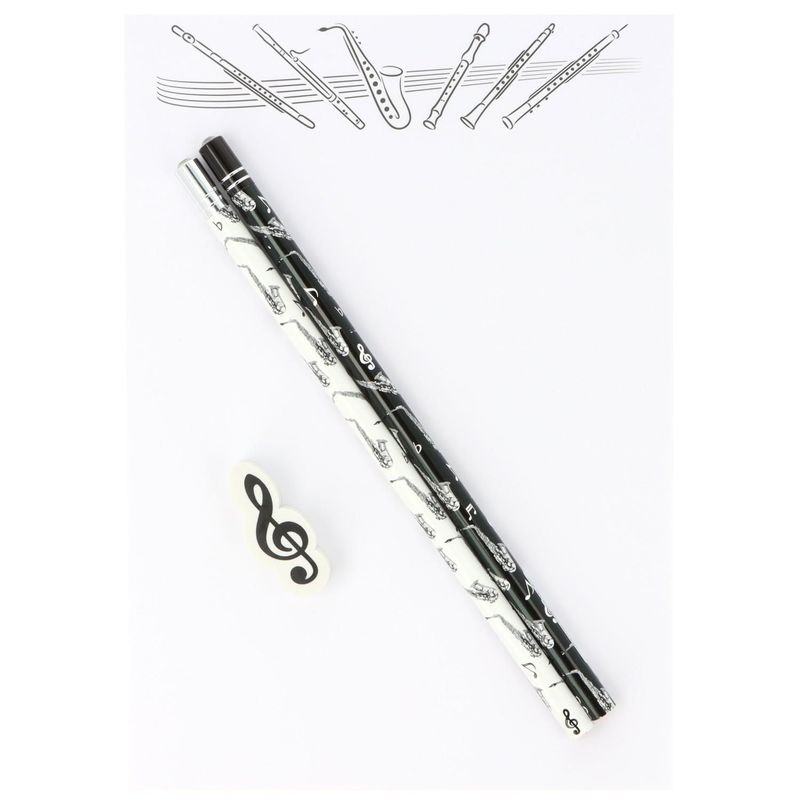 Schreibset mit 2 Bleistift und Radierer saxophon Schreibset mit 2 Bleistift und Radierer saxophon