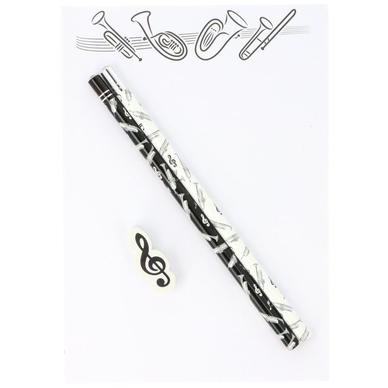Schreibset mit 2 Bleistift und Radierer Trompete