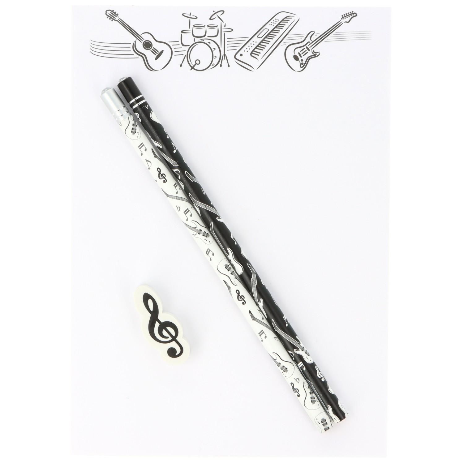 Schreibset mit 2 Bleistift und Radierer E-Gitarre Schreibset mit 2 Bleistift und Radierer E-Gitarre