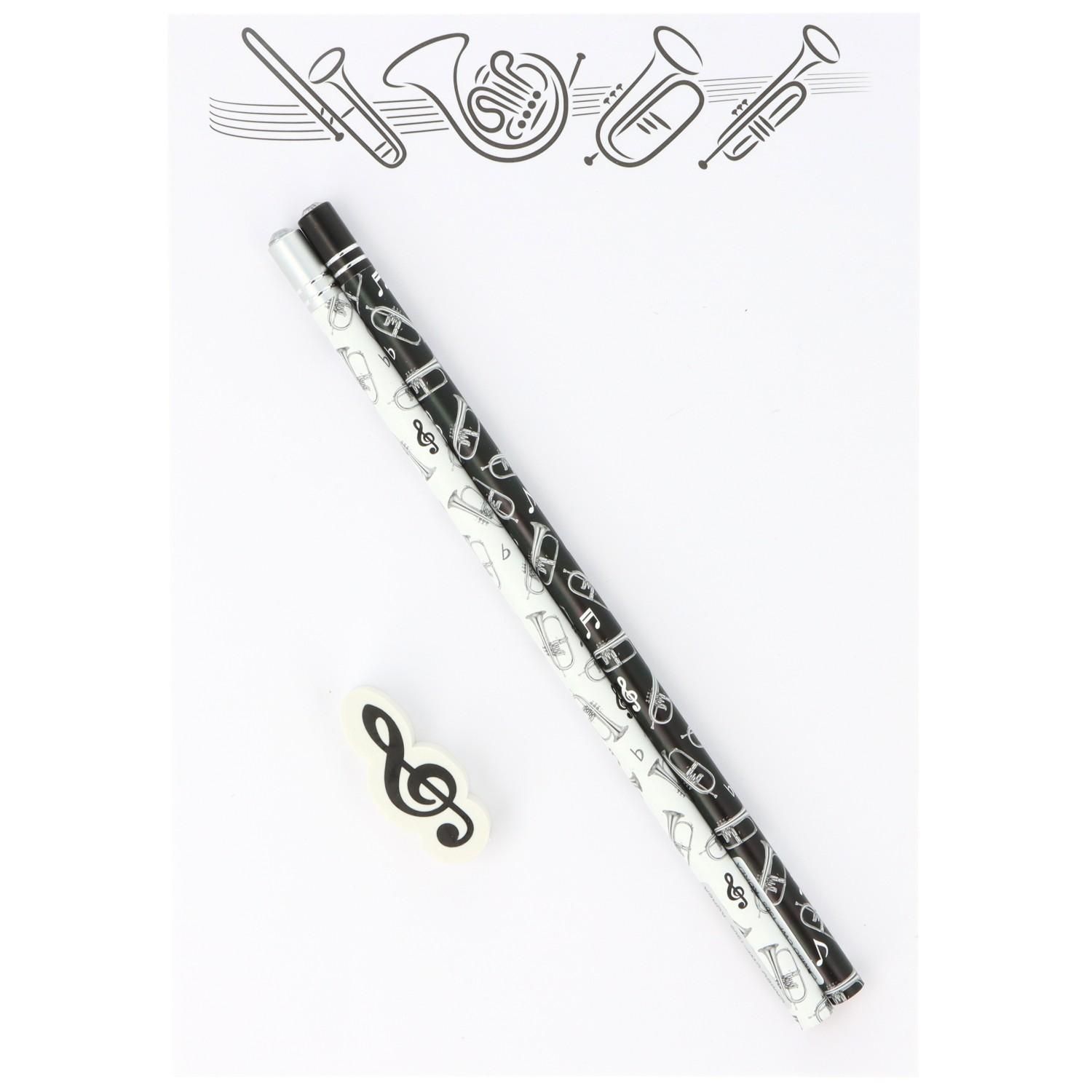 Schreibset mit 2 Bleistift und Radierer Posaune Trombone
