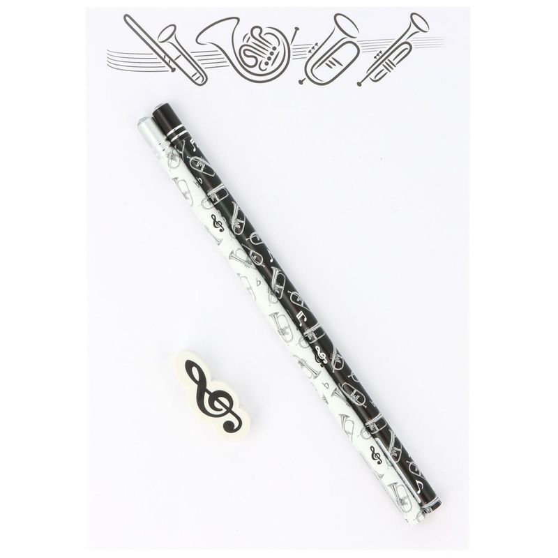 Schreibset mit 2 Bleistift und Radierer Posaune Trombone