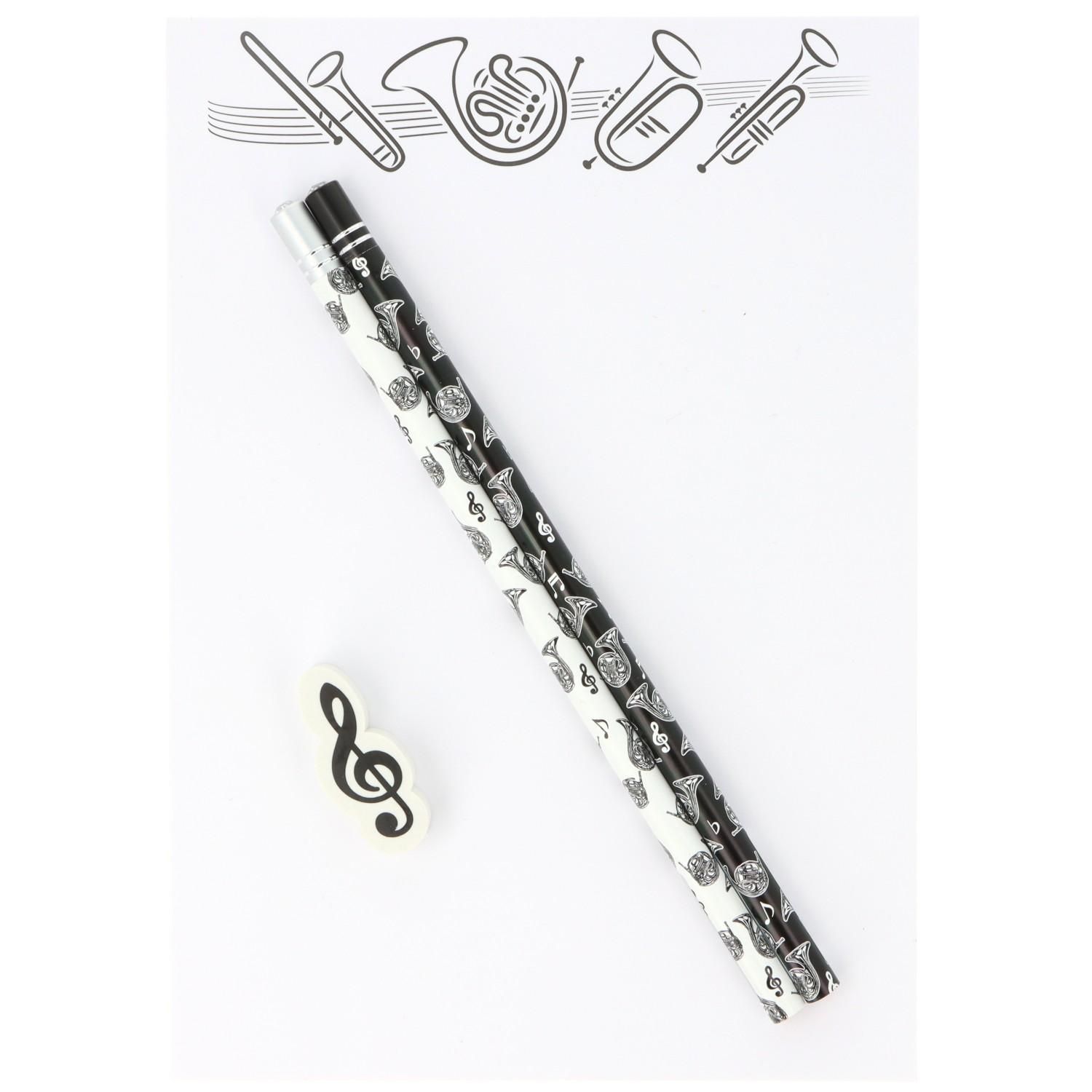 Schreibset mit 2 Bleistift und Radierer Horn Waldhorn