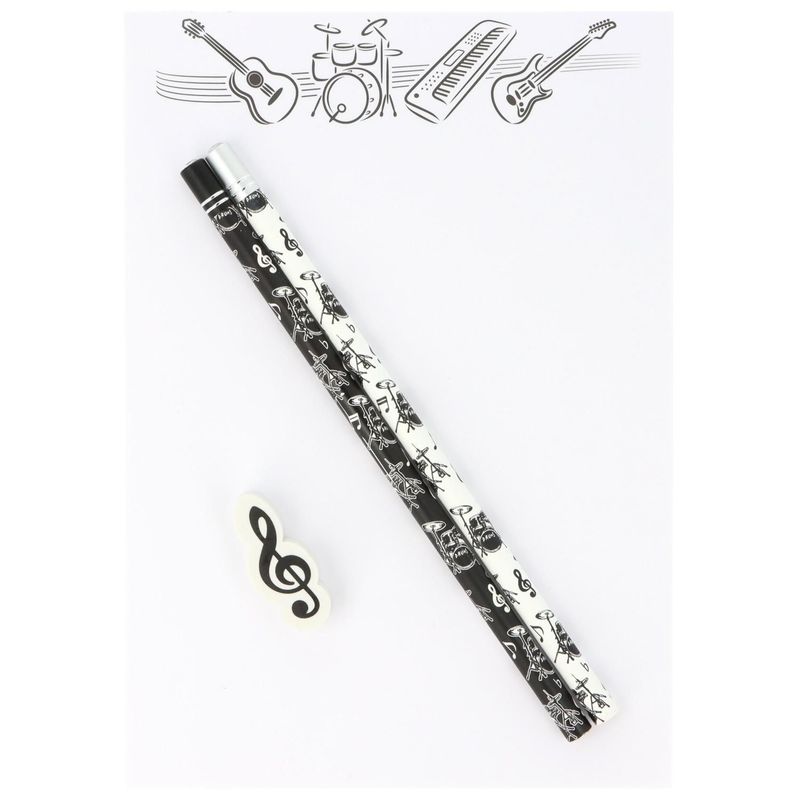 Schreibset mit 2 Bleistift und Radierer Schlagzeug Drum Schreibset mit 2 Bleistift und Radierer Schlagzeug Drum