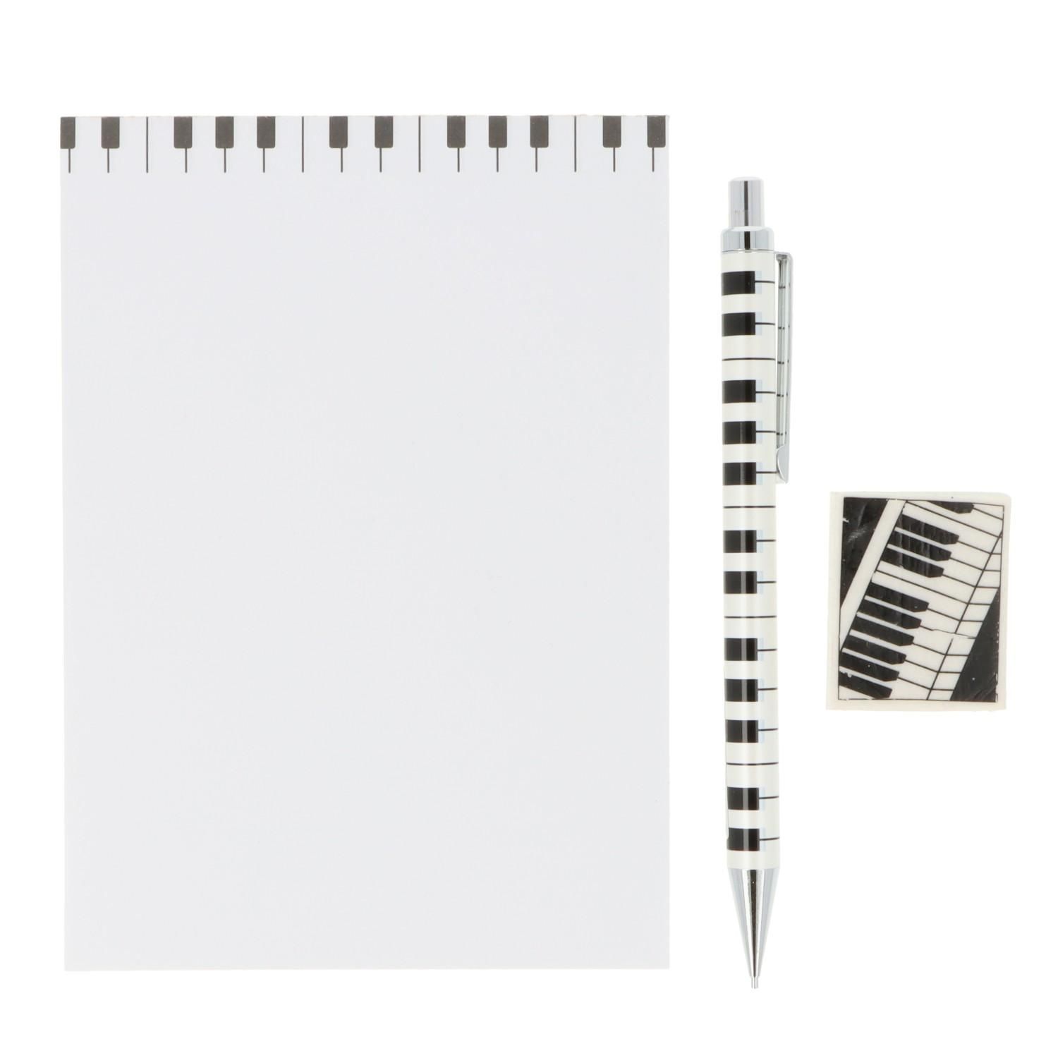 Schreibset mit Notizblock A6 Druckbleistift und Radiergummi Schreibset mit Notizblock A6 Druckbleistift und Radiergummi