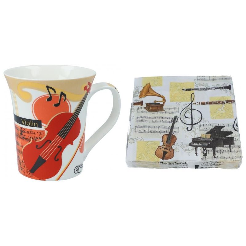 Geschenkset Tasse Violine + Servietten Musica