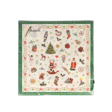 Servietten Ornaments Mini 25x25 grüner Rand