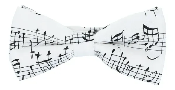 Fliege mit Noten in weiß