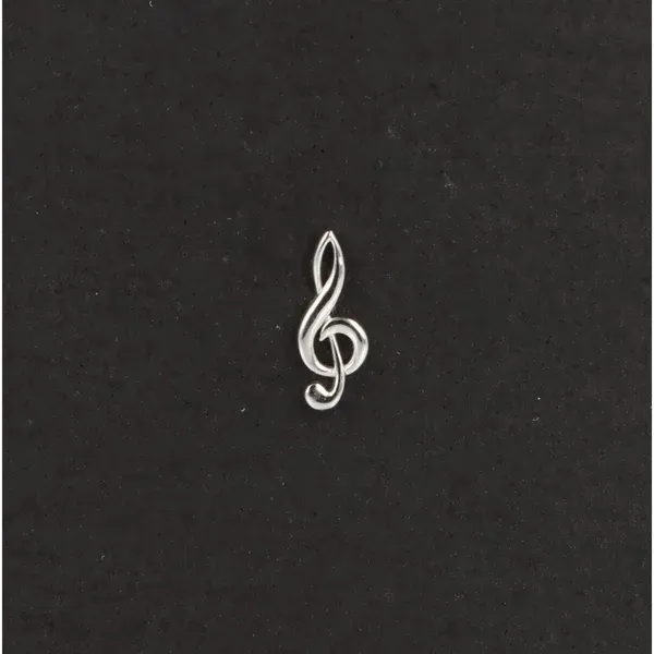 Pin Notenschlüssel silberfarben 1,5 cm