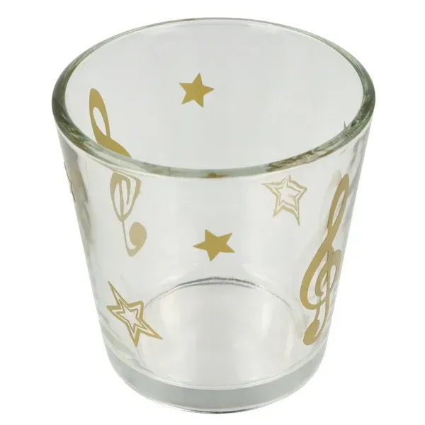 10 Stück Glas Teelichtglas Windlicht mit Sternen in gold