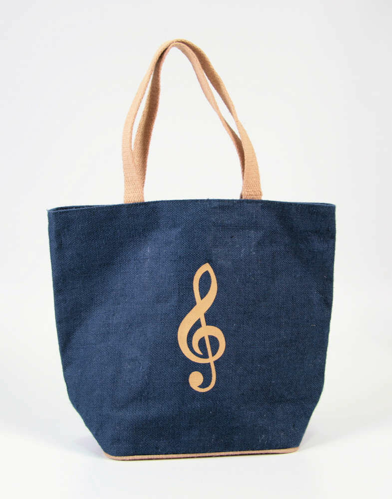 Jute Tasche blau Violinschlüssel Henkeltasche Jutetasche