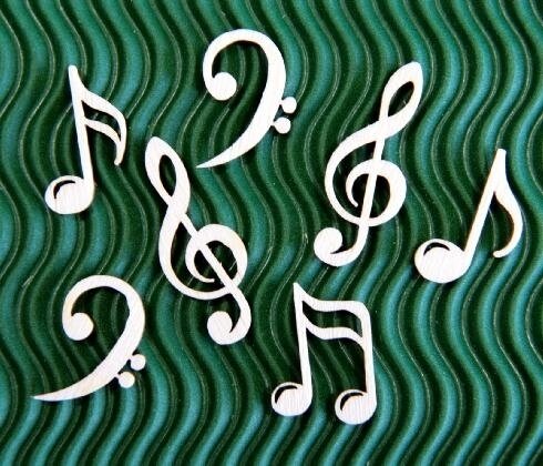 Noten + Violinschlüssel Mix aus Pappelholz 90 Teile