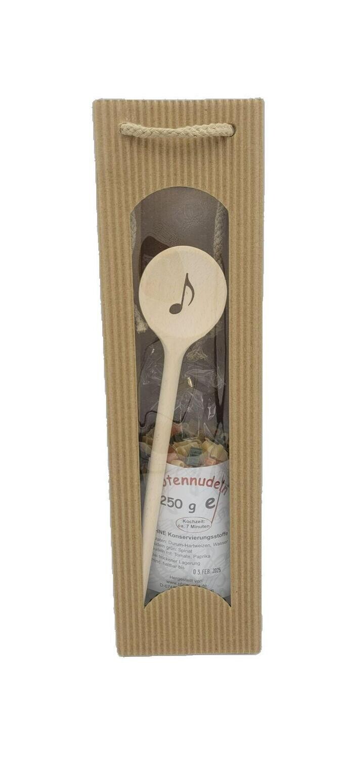 Geschenkset Tasche Kochlöffel Note + Notennudeln