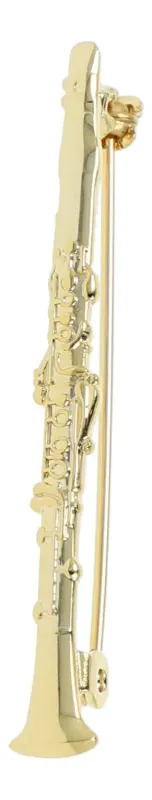 Brosche Klarinette goldfarben Clarinet Anstecker Nadel