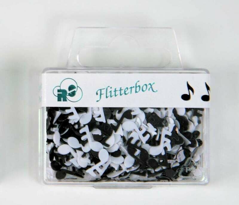 Flitterbox Noten schwarz weiß Flitter