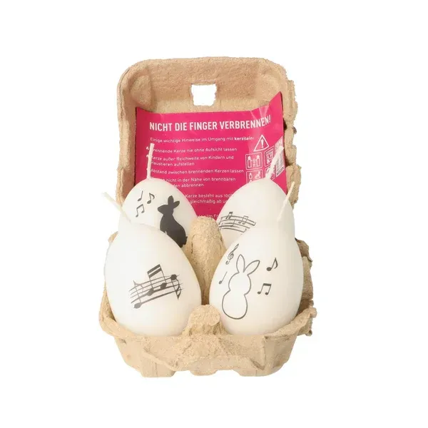 Kerze Ostern Noten + Hasen 4 Stück